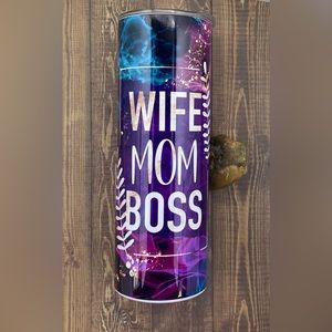 CLEARANCE~Wife, Mom, Boss- Sublimated 20oz skinny tumbler